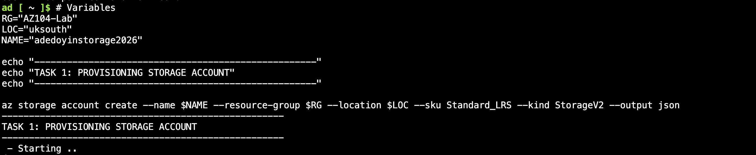 Storage Creation