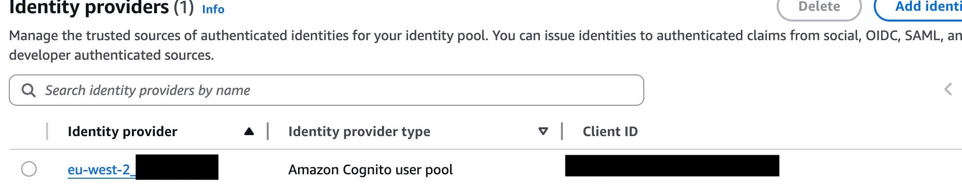 User Pool linked as trusted identity provider