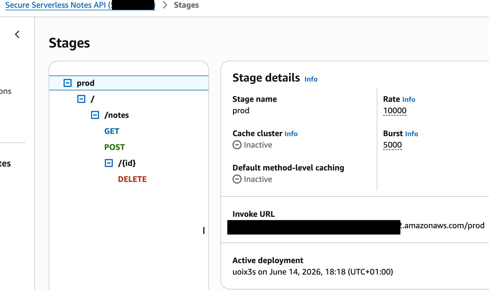 API deployed to production stage